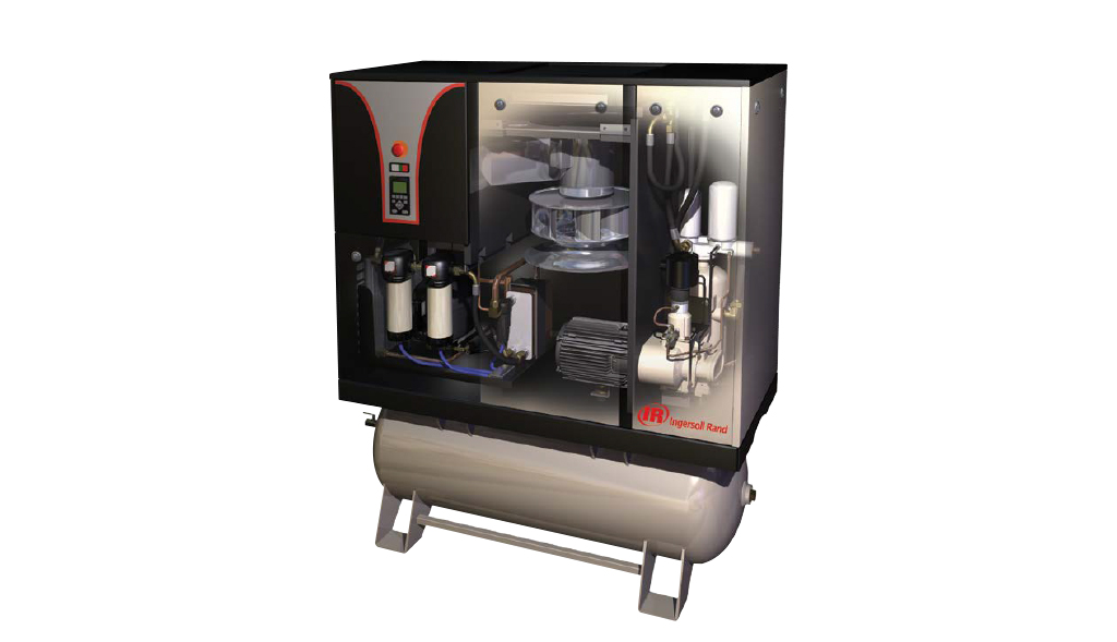 A cutaway illustration of a modern espresso machine, showcasing its internal components and mechanisms, featuring Arle Compressors of Florida.