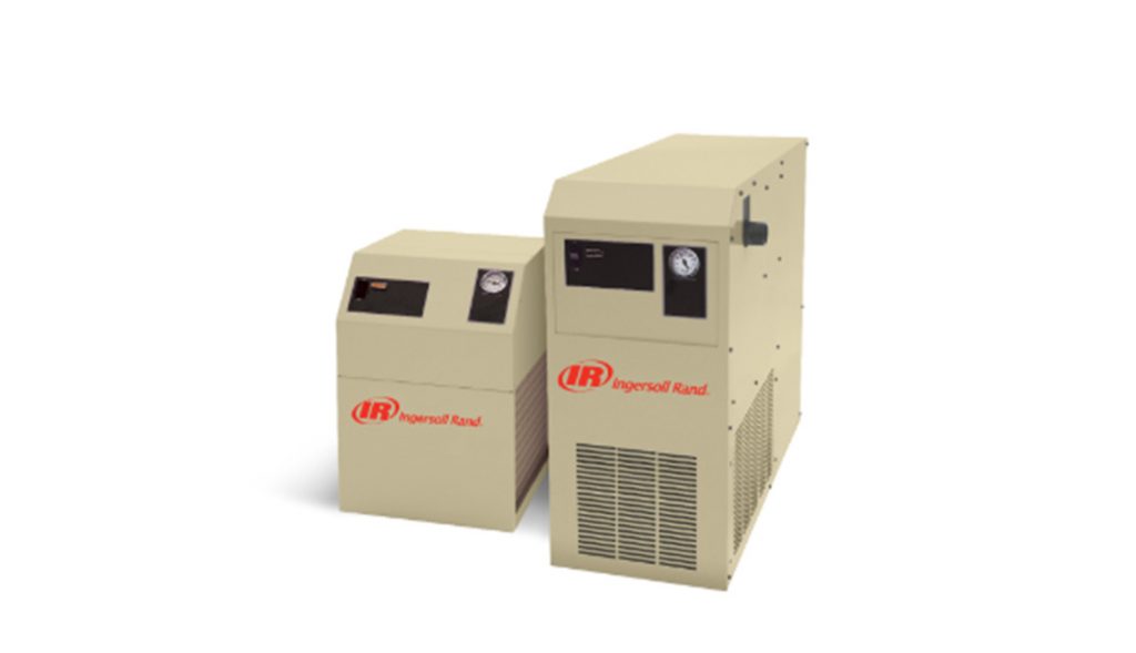 Two industrial air compressors from Arle Compressors of Florida on a neutral background.